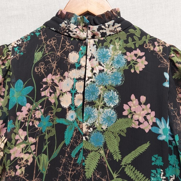 Melonie T Dress Floral Tiered Ruffle Neck Whimsigoth Fairy Goth Cottagecore M - Picture 7 of 16